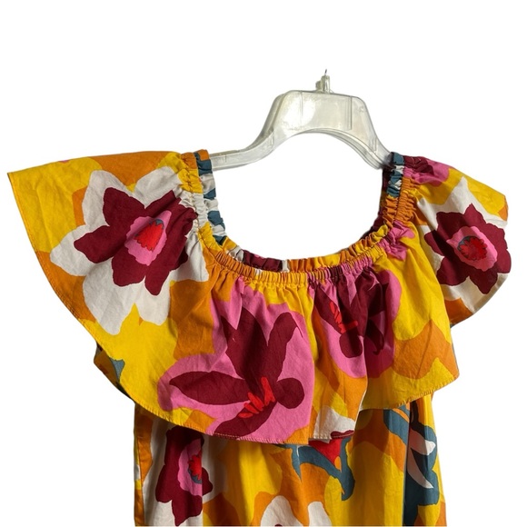Marlene Floral Ruffle Off Shoulder Dress size L beach summer vibrant - Picture 4 of 16